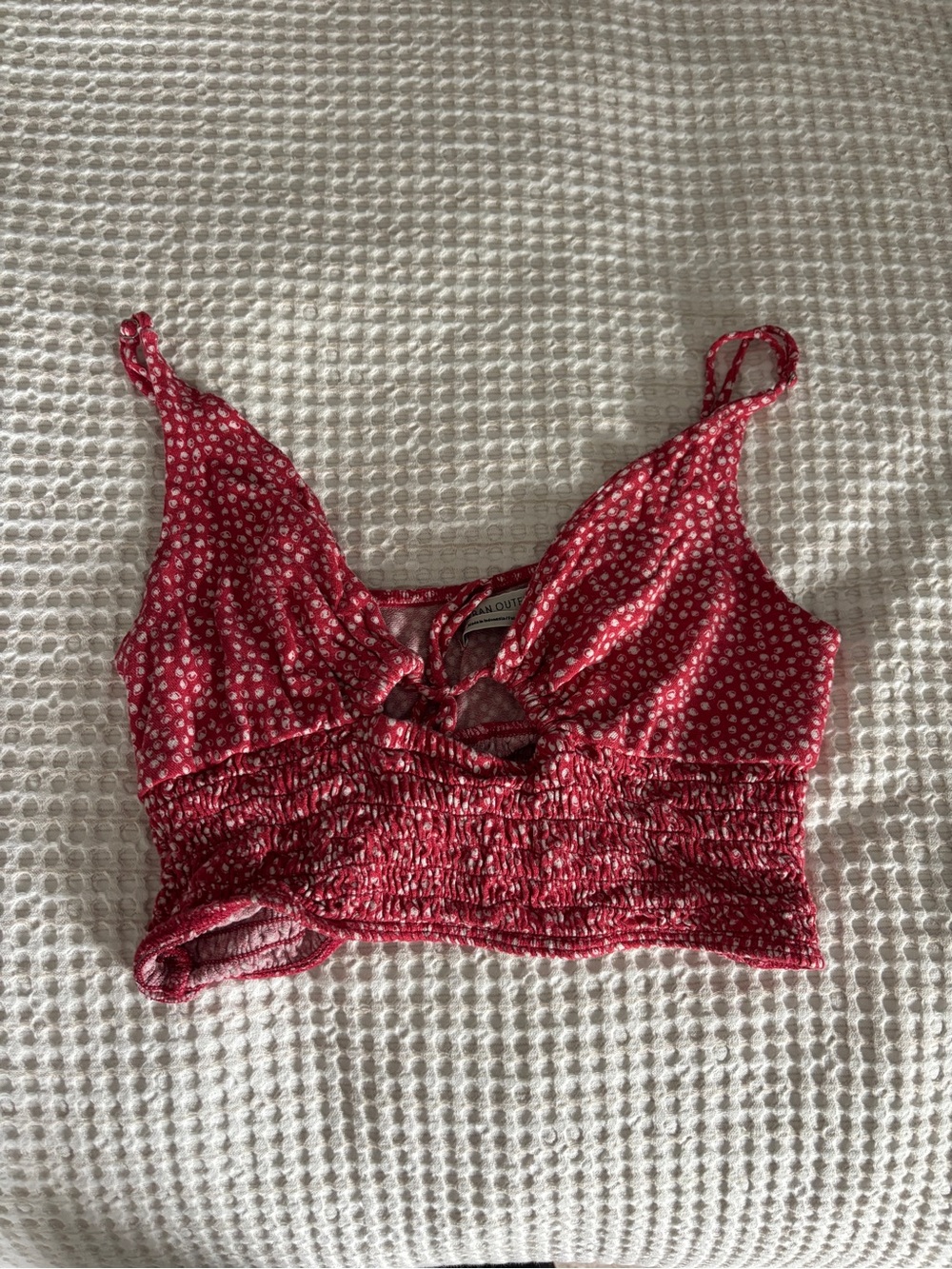 Urban Outfitters Red Floral Smocked Crop Top